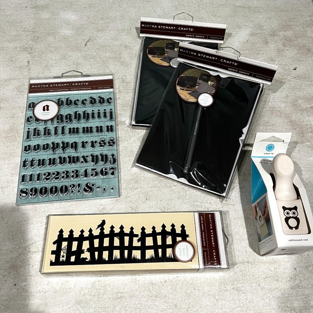 Martha Stewart HALLOWEEN Scrapbook Stationary Lot Owl Punch Cards Stamps